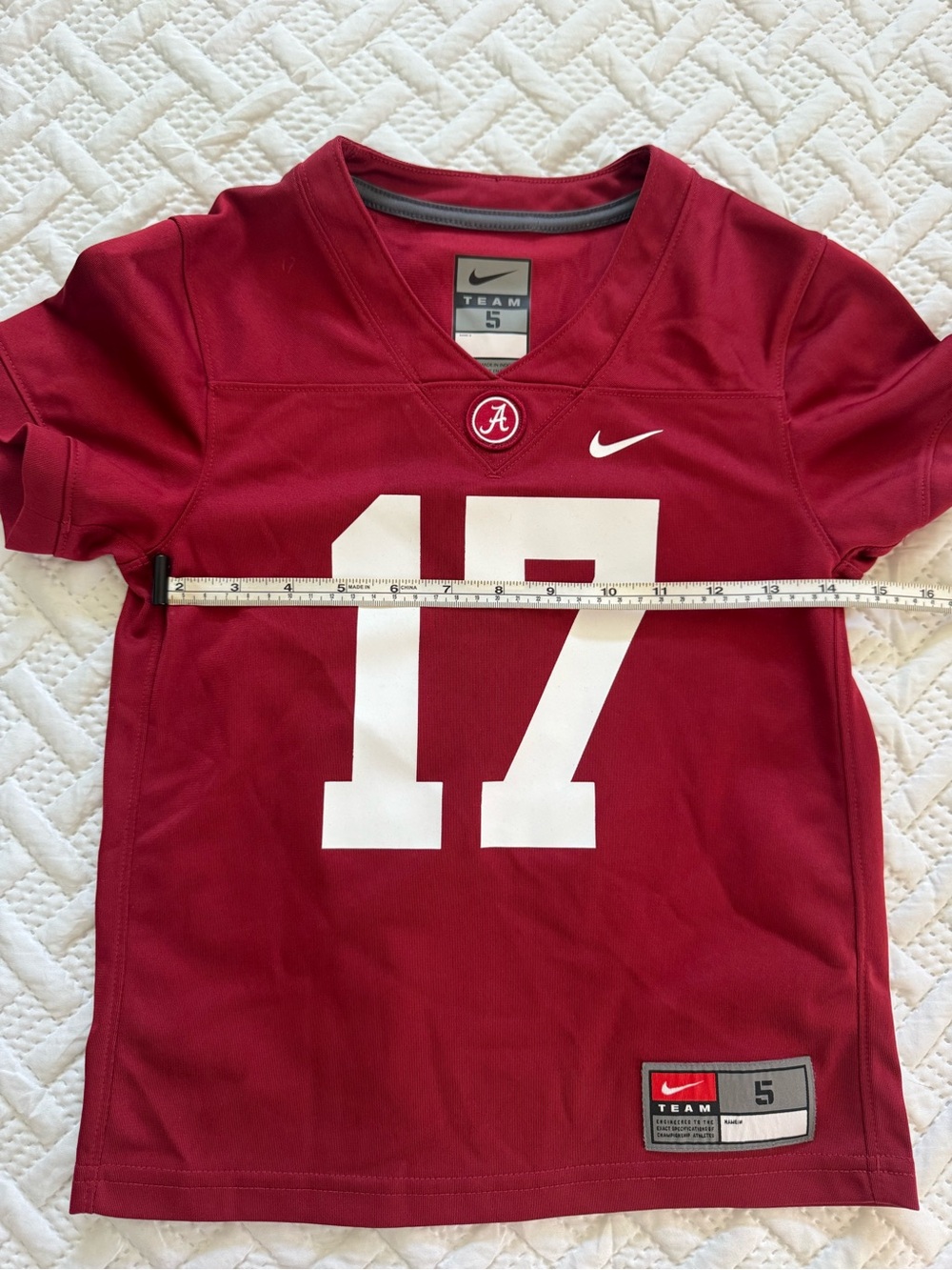 Nike Alabama Crimson Tide NCAA Football Jersey #17 Red Youth Boys Waddle Size 5 - Picture 8 of 12